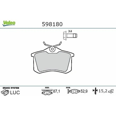 Sada brzdových platničiek kotúčovej brzdy VALEO 598180