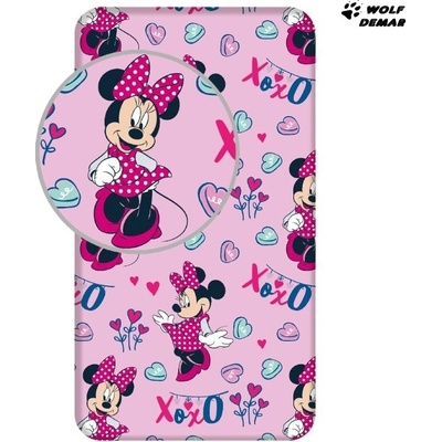 Jerry Fabrics Prostěradlo Minnie xoxo Bavlna 90x200