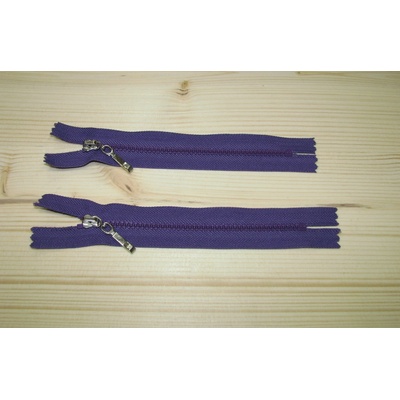 Kostenný zips fialová tmavá 3mm nedeliteľný 14cm