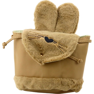 mamido Detský batoh s plyšovými ušami 22cm 4L béžový