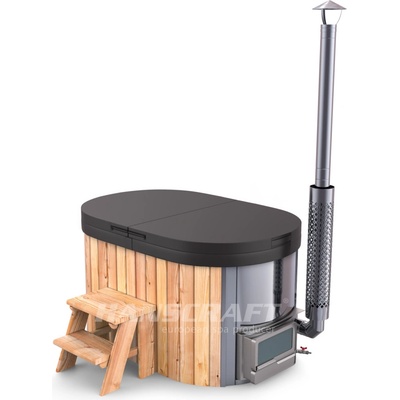 Hot Tub Oval 160x100 akrylát vestavěná kamna modřín