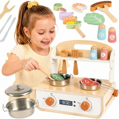 Tooky Toy Drevená kuchynka s grilom a príslušenstvom