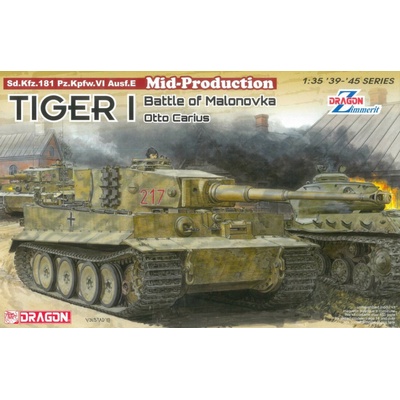 Dragon Tiger I Ausf.E Mid. Production w/ Zimmerit Otto Carius Malinava 1:35
