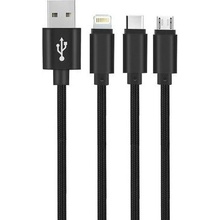 Setty GSM043225 3v1 USB 2.0 (M) - USB-C/MicroUSB/Lighting (M), 1m, černý