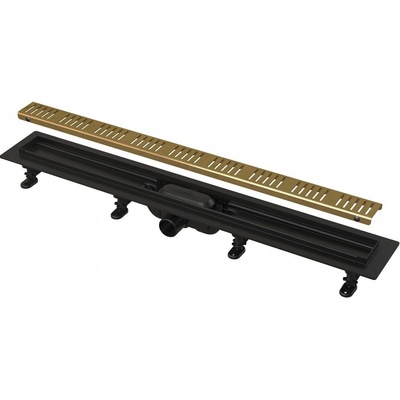 Alca Sprchový žľab odtokový APZ10 BLACK-850 BRASS, 850 × 60 mm, APZ10BLACK-850BRASS