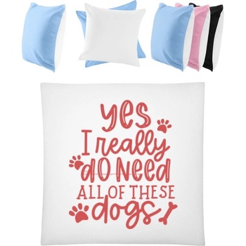 Darčeky PrintEQ Štvorcový Farebný Vankúš Dizajn pre majiteľa viacerých psov Biela Nebeská modrá 40x40