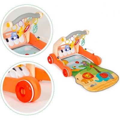 Mikro Проходилка с подложка 75x50x42см 2в1 с розово пиано на батерии със светлина и звук