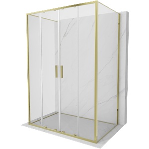 Mexen Exo-S Duo 3S душ кабина 3-стенна плъзгаща се 160 x 90 см, прозрачна, златна (8152-160-090-50-00-3S)