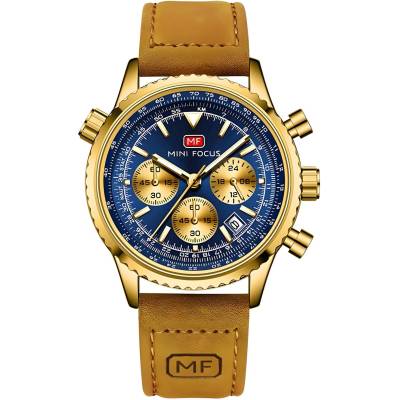 MINI FOCUS Часовник Mini Focus OT-23889 - Кафяво / Златно / Синьо KP23889 (OT-23889)