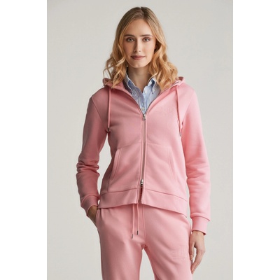 Gant Reg Tonal Shield Zip Hoodie Geranium Pink