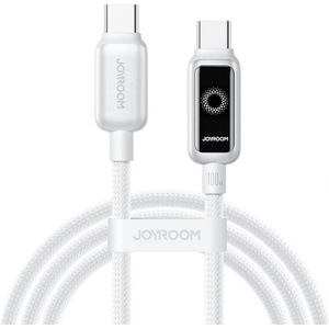 JOYROOM Здрав кабел с въжена оплетка с бързо зареждане за устройства с USB-C порт - Joyroom S-A55 StarFlight USB-C to USB-C Cable 100W (бял) (120 см) (S-A55 C-C 100W 1.2 white)