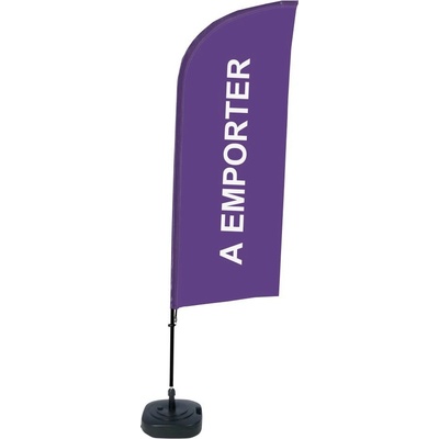 Jansen Display Kompletní sada reklamní vlajky ve tvaru křídla, Take away, fialová francouzština, 1105 x 3300 mm