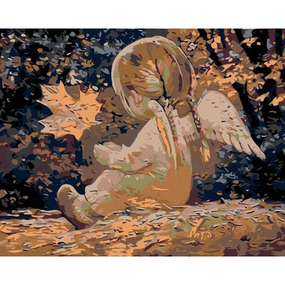 zuty Malování podle čísel Andílek s culíky a javorovým lístkem 50 x 40 cm vypnuté plátno na rám