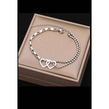 Image 1 of Модна гривна две сърца от стомана