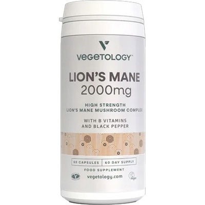 Vegetology Vegan Lion's Mane Korálovec ježatý 2000 mg + B-Komplex 60 kapslí