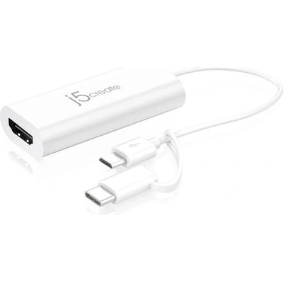Видео адаптер j5create JUA165C, За андроид, USB-C/USB-B мъжко - HDMI женско, Бял (J5-JUA165C)