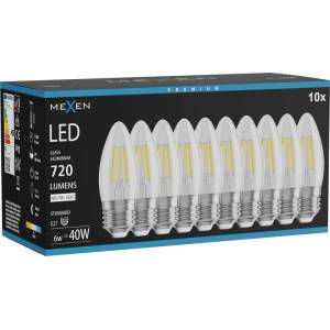 Mexen Vintis 10x LED крушка с нажежаема жичка E27, C35, 6W, Неутрална - 4000K, 720 lm, (L154-E27-0640-00x10)
