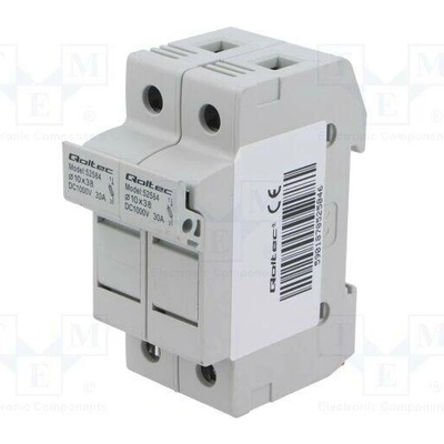 QOLTEC 52584 Zásuvka; 10x38mm; na přípojnici DIN; 30A; Póly: 2; 1kVDC