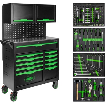 JBM ИНСТРУМЕНТАЛНА КОЛИЧКА С 11 ЧЕКМЕДЖЕТА С ПАНЕЛИ И ШКАФОВЕ, СГЛОБЕНА, ОБОРУДВАНА 172 ИНСТРУМЕНТА, jbm 55118