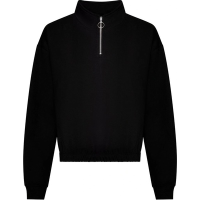 Just Hoods Dámska crop top mikina s krátkym zipsom čierna