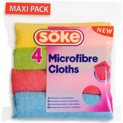 Söke Microfibre Cloths viacúčelová utierka z mikrovlákna 30 x 30 cm 4 ks