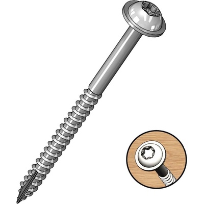 Milescraft PocketScrews – pozinkované samořezné vruty pro kapsové spoje Délka: 50 mm, závit: hrubý (coarse), Obsah balení: 100 ks