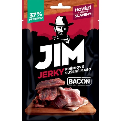 JIM JERKY hovädzie s príchuťou slaniny 23 g