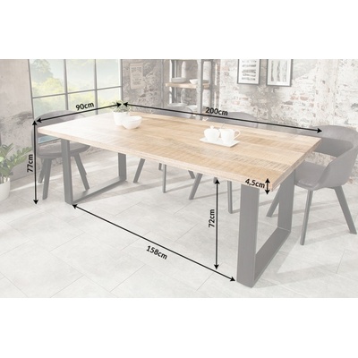 Massive home Designový jídelní stůl z masivu Iron Craft Mango 180 cm 45 mm 38658