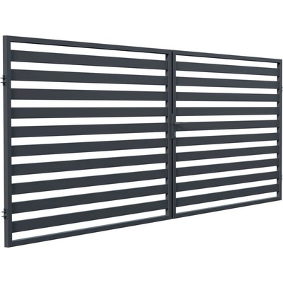Milton Plotová brána dvoukřídlá, ocel, 150 × 300 cm, grafitová šedá (RAL 7024) W10433 – Sleviste.cz