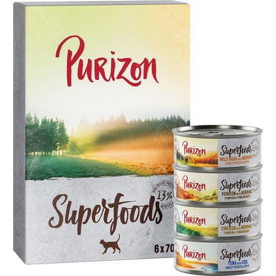 Purizon 12х70г Superfoods Purizon, консервирана храна за котки - смесена опаковка