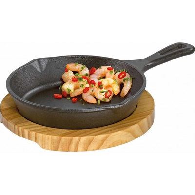 Küchenprofi BBQ Mini grilovací/servírovací pánev s prkénkem kulatá 26x18x6 cm