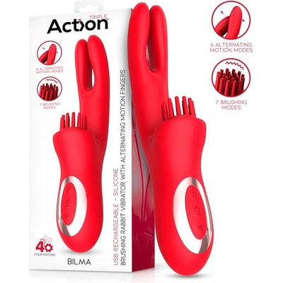 Action Bilma Brushing Rabbit Vibe with Alternating Motion Fingers Red