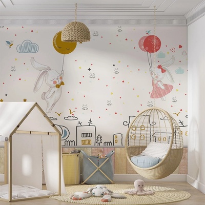 Art gift Тапет за детска стая - Зайчета с балони