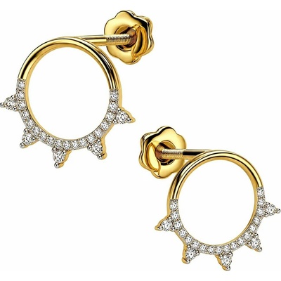 Zlaton Náušnice žluté zlato kruhy 1.30cm 1.90g s diamantem 0.240ct 000141112235