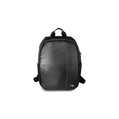 BMW Раница за лаптоп, BMW, M Collection Carbon Navy Stripe, черна, 16 инча, цип, 4 отделения (BMBPCO15CAPNBK)