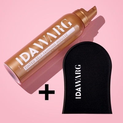 IDA WARG Сет за Перфектен незабавен тъмен тен IDA WARG Instant Self-Tanning Mousse Medium Dark & Self-Tan Applicator Mitt