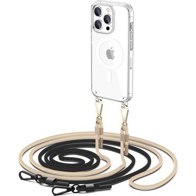 Tech-Protect Flexair Chain MagSafe Hybrid Case - хибриден удароустойчив кейс с MagSafe с връзка за носене за iPhone 15 Pro Max (прозрачен)