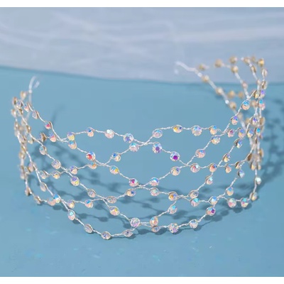 Naishide Jewelry Síťovaná čelenka do vlasů zdobená krystaly nebo perlami Druh barvy: Stříbrná