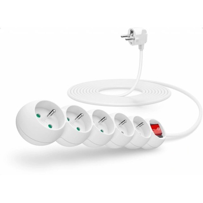 Connect IT prodlužovací kabel 5 zásuvek 5 m s vypínačem bílý CI-1284 – Zboží Živě