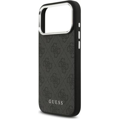 CG Mobile iPhone 17 Pro Max GUESS 4G MAGSAFE Силиконов удароустойчив протектор за телефон, пластмасов заден капак, черен GUHMP17XP4GSSMCK (GUHMP17XP4GSSMCK)