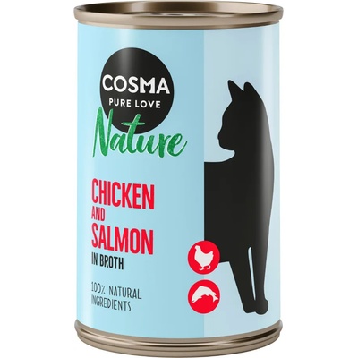 Cosma 6х140г Cosma Nature, консервирана храна за котки - пилешко и сьомга