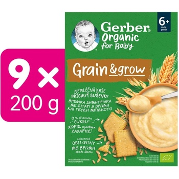 GERBER Organic nemliečna kaša s príchuťou sušienky 9 x 200 g