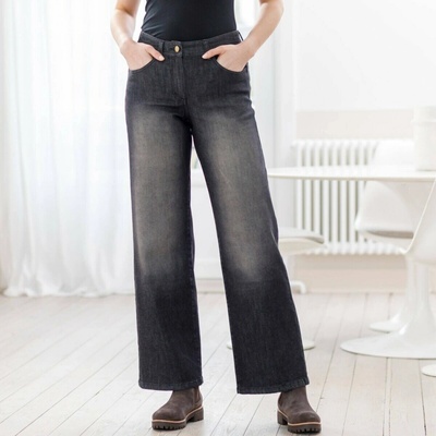 Blancheporte Široké nohavice z denimu s 5 vreckami zapratá čierna