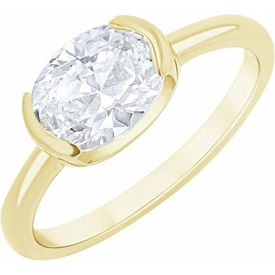 Eppi Zásnubný prsteň s half bezel oválnym diamantom Hortensia RE49571