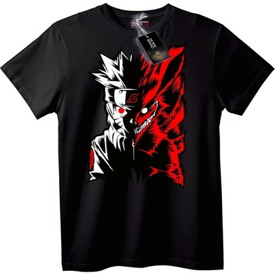 NOONEBRAND Тениска Naruto Узумаки и Деветоопашата - XL, Black