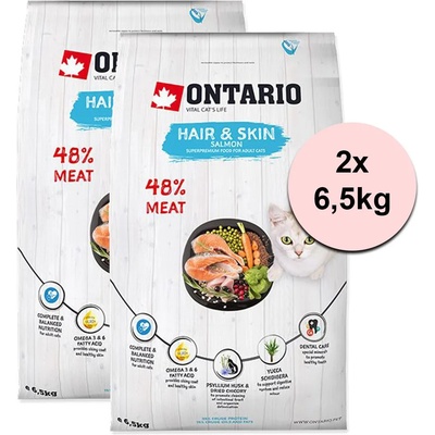 ONTARIO Онтарио Котешка Коса и Кожа Сьомга 2 x 6, 5 кг