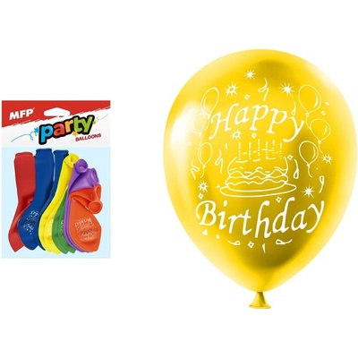 MFP balonek M štandard sáčik 23cm Happy Birthday mix