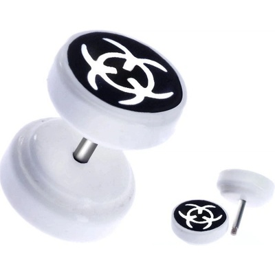 Šperky eshop kruhový akrylový fake plug symbol "BIOHAZARD" PC35.02
