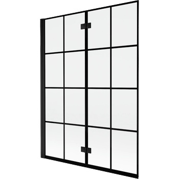 Mexen Mist параван за вана 2-крилен ляв 130 x 150 см, черна мрежа, черен - 8A9-130-002-70-77-L (8A9-130-002-70-77-L)