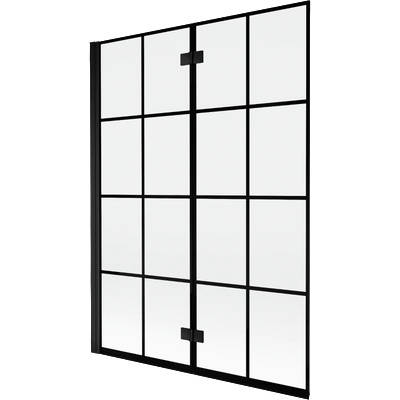 Mexen Mist параван за вана 2-крилен ляв 130 x 150 см, черна мрежа, черен - 8A9-130-002-70-77-L (8A9-130-002-70-77-L)